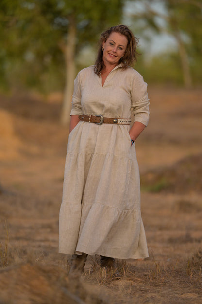 Desert Bloom Linen Long dress - Sand