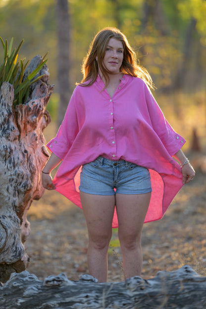 Galah Top Pure Linen - Pink