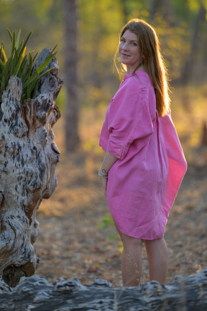 Galah Top Pure Linen - Pink