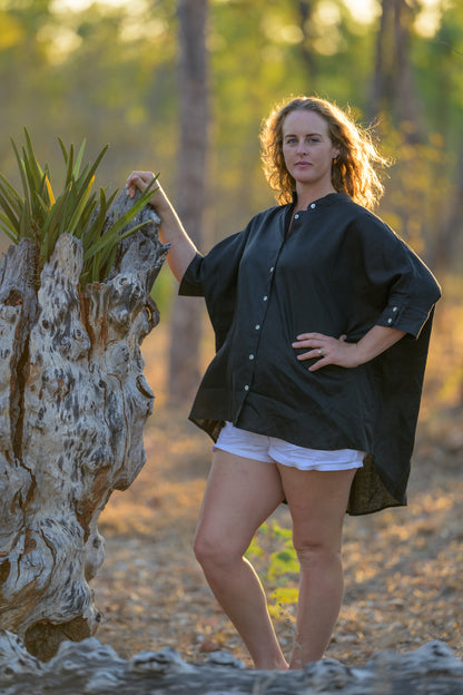 Galah Top Pure Linen - Black