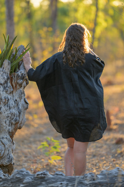 Galah Top Pure Linen - Black