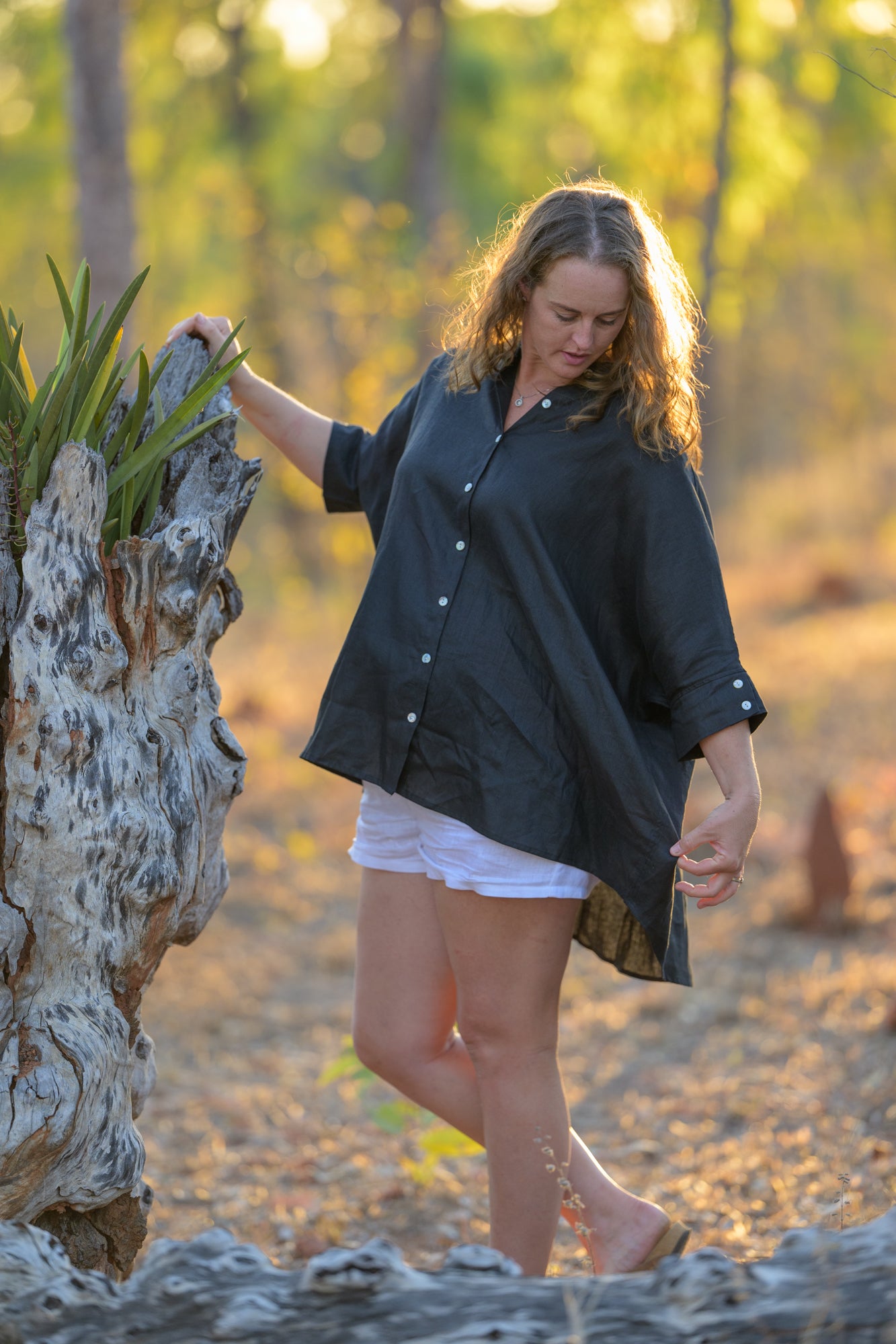 Galah Top Pure Linen - Black