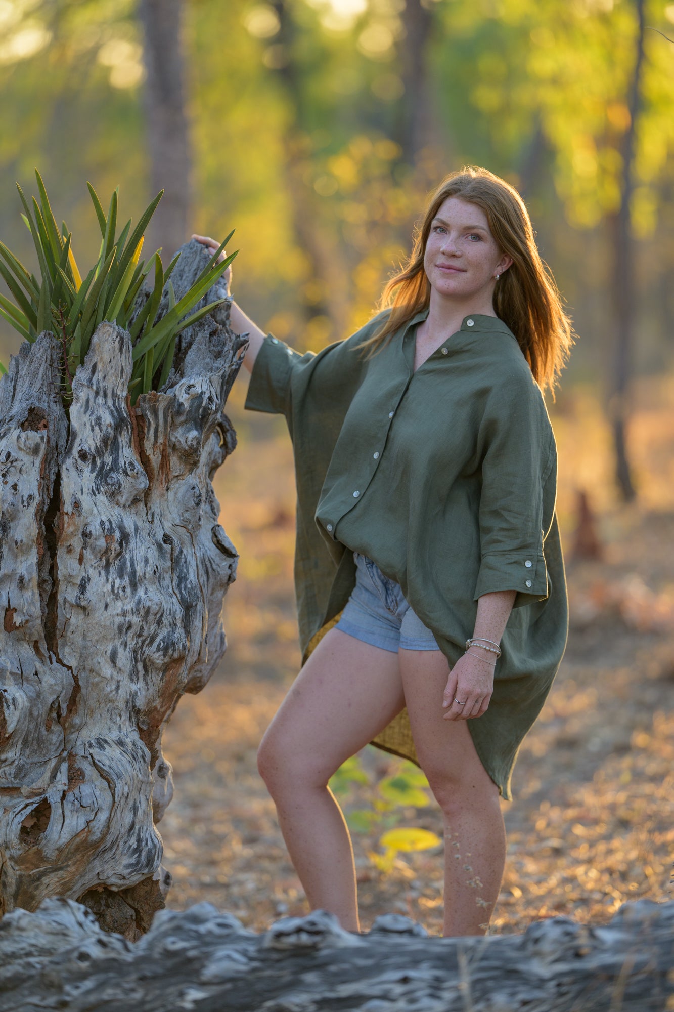 Galah Top Pure Linen - Khaki