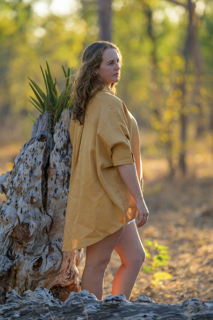 Galah Top Pure Linen - Tan