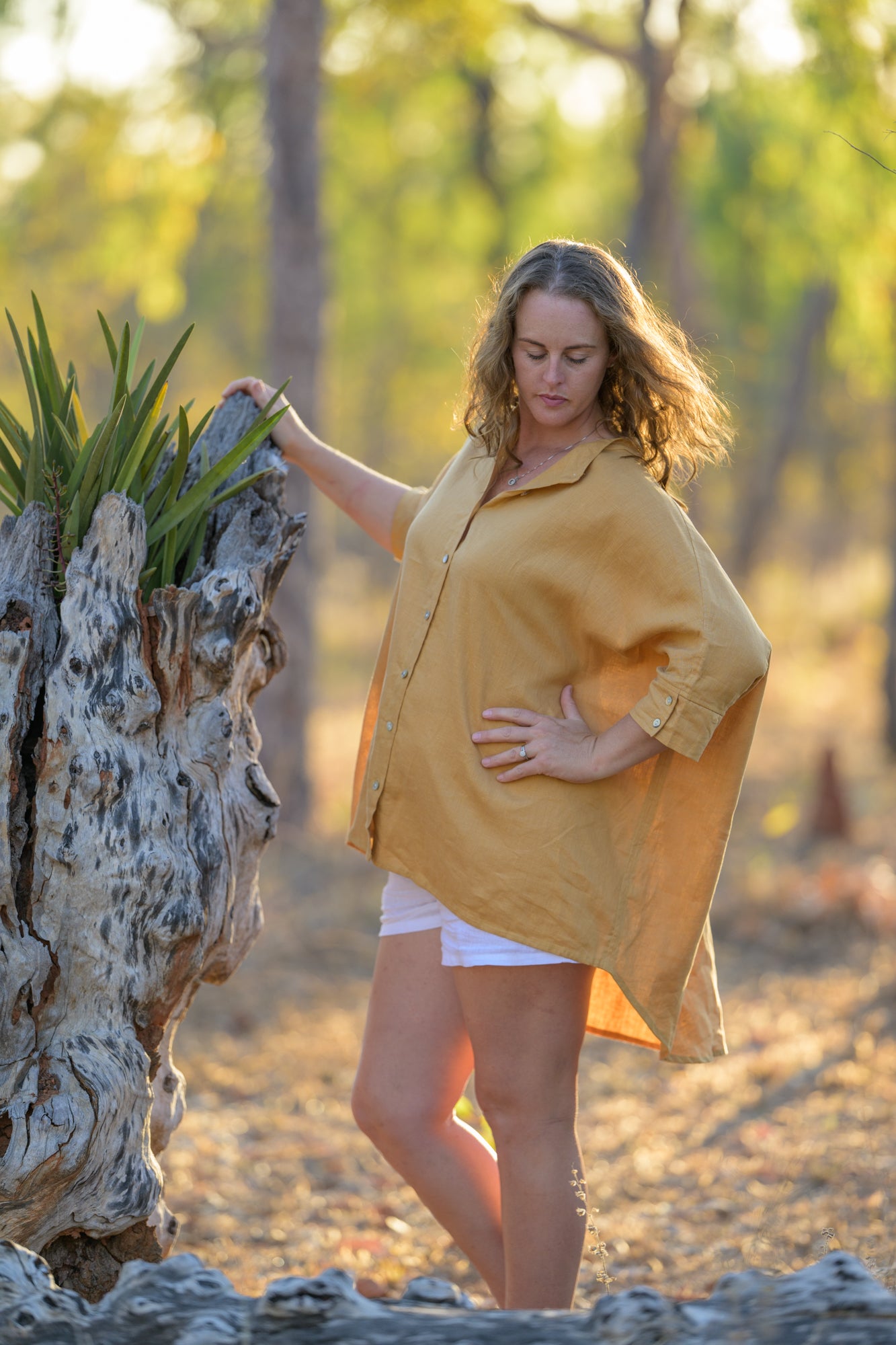 Galah Top Pure Linen - Tan