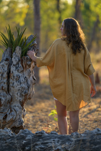 Galah Top Pure Linen - Tan