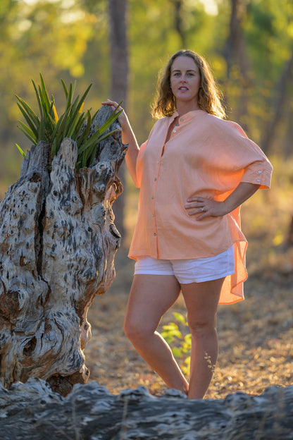 Galah Top Pure Linen - Apricot