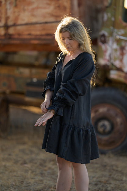 Sundowner Premium Linen Dress - Black