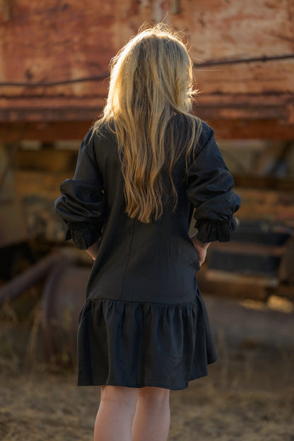 Sundowner Premium Linen Dress - Black