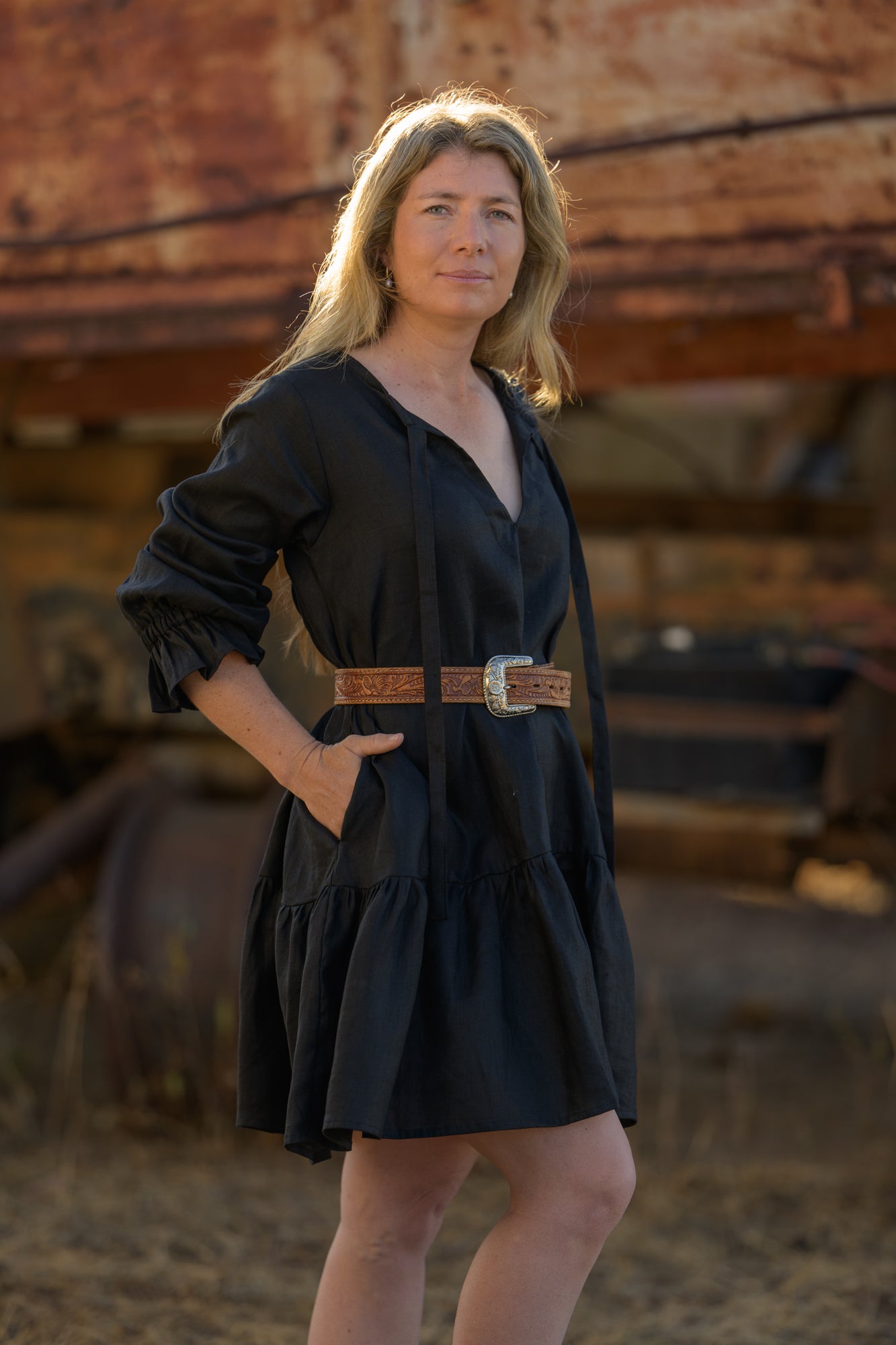 Sundowner Premium Linen Dress - Black