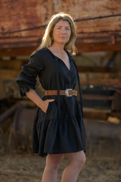 Sundowner Premium Linen Dress - Black