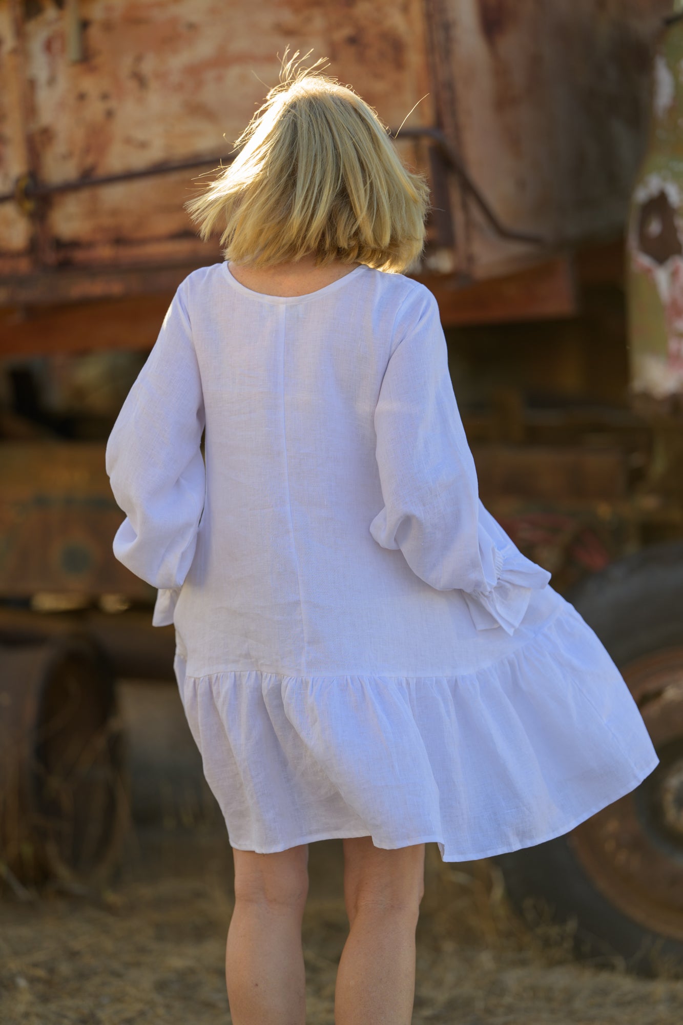 Sundowner Premium Linen Dress - White