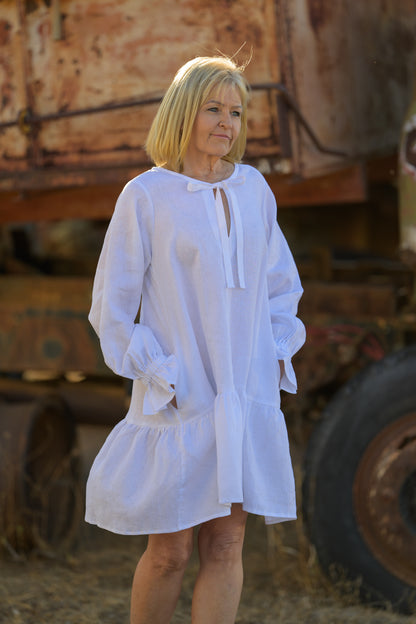 Sundowner Premium Linen Dress - White