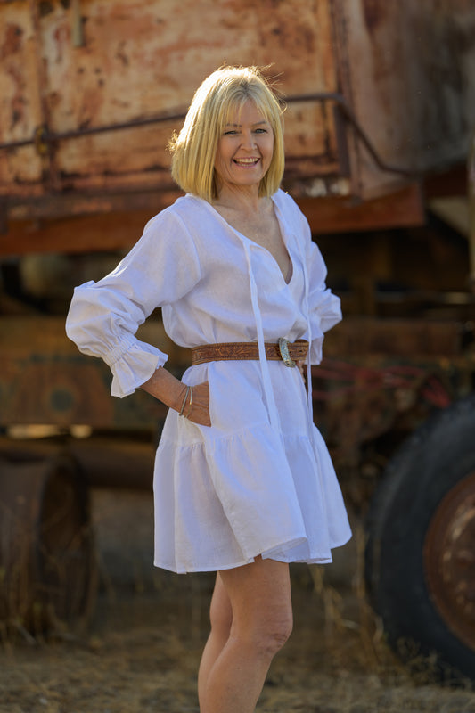Sundowner Premium Linen Dress - White