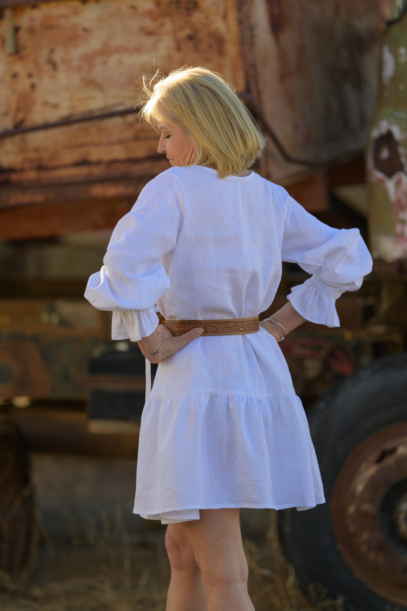Sundowner Premium Linen Dress - White