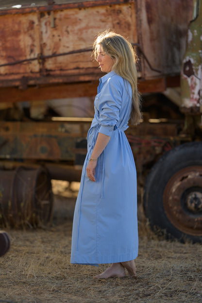 Emberline Premium Poplin Cotton Dress - Blue