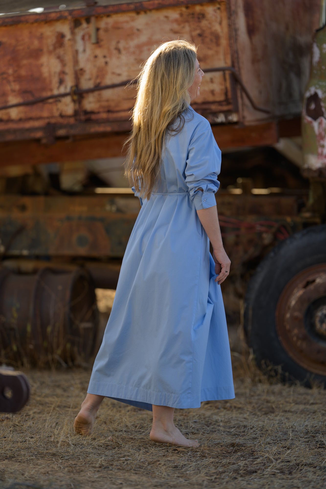 Emberline Premium Poplin Cotton Dress - Blue