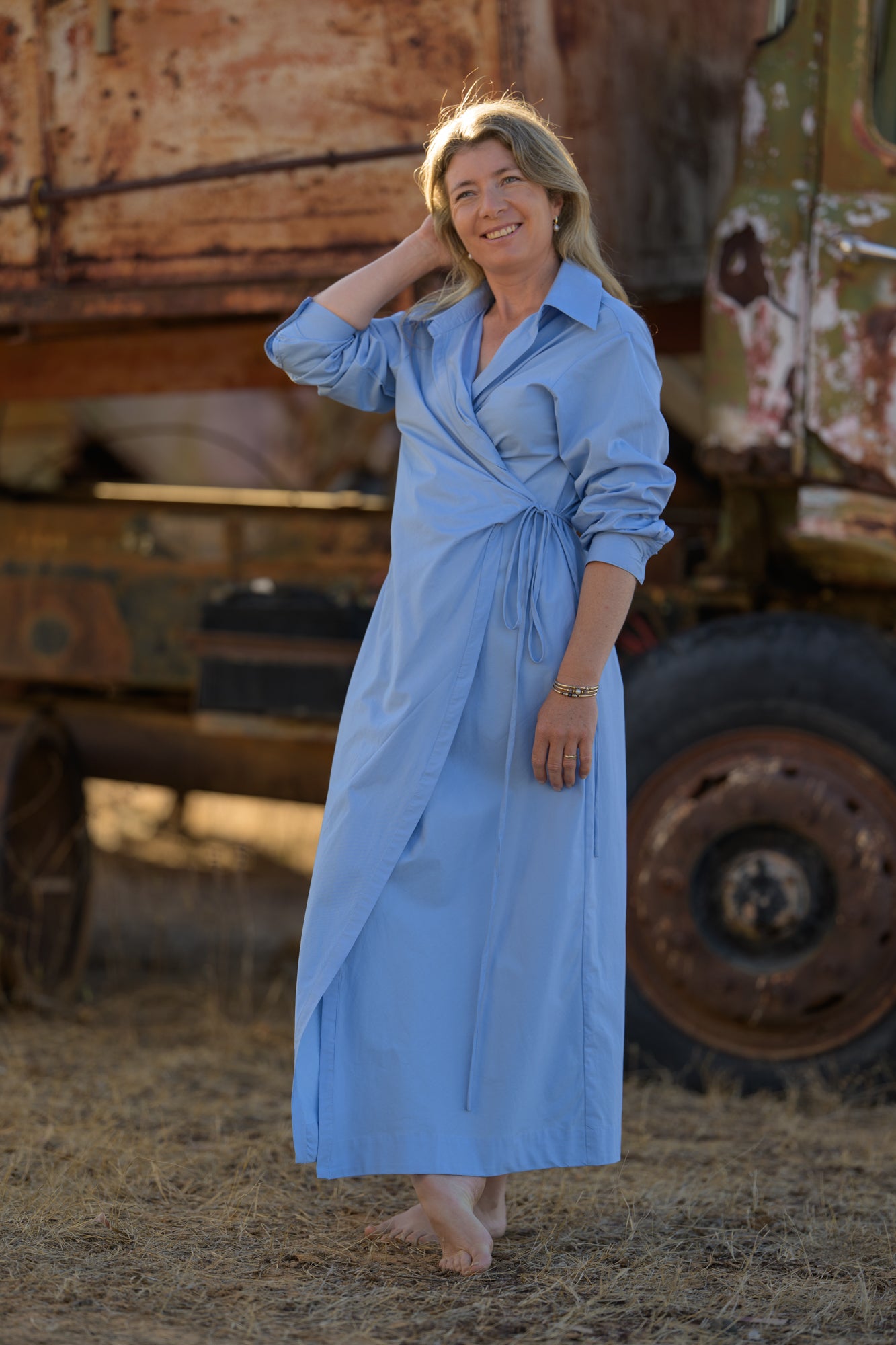 Emberline Premium Poplin Cotton Dress - Blue