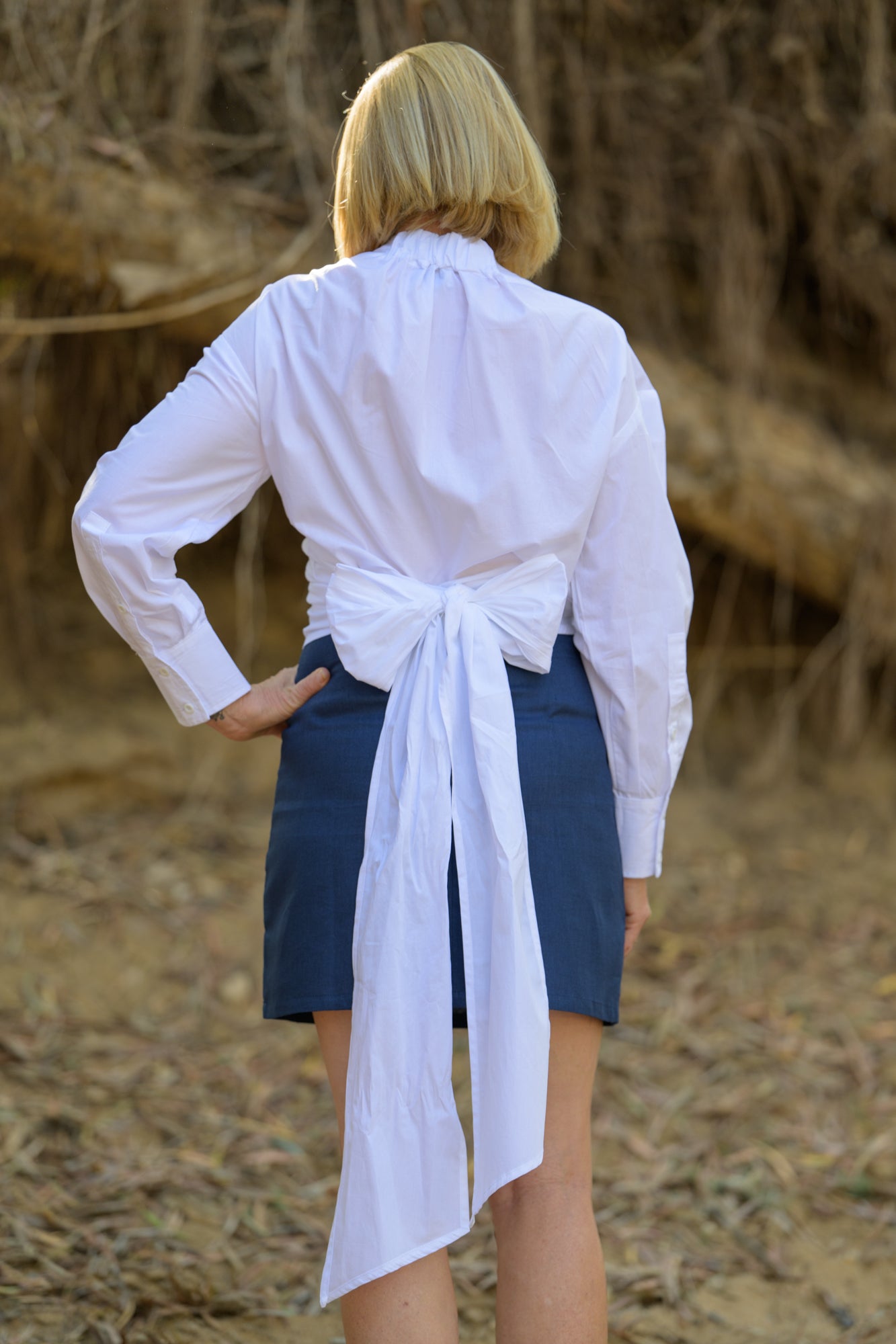 Barbed Whip Cotton Wrap Shirt - White