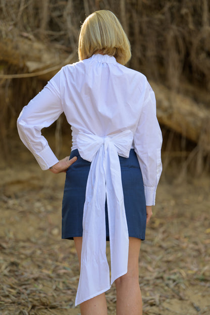 Barbed Whip Cotton Wrap Shirt - White