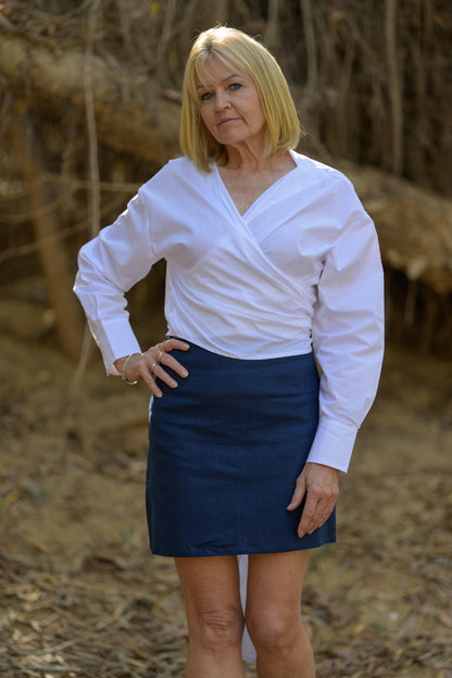 Barbed Whip Cotton Wrap Shirt - White