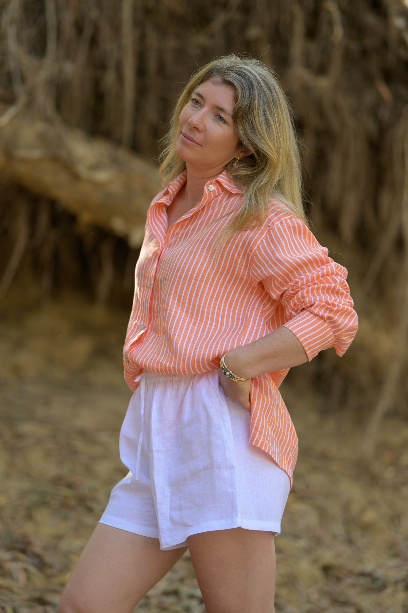 Iron Bark Shirt Pure Linen - Orange