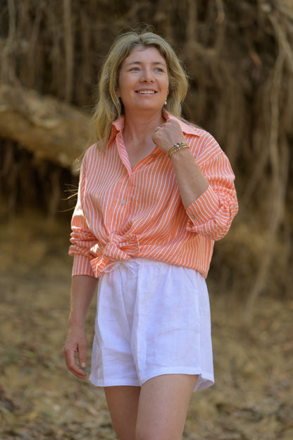 Iron Bark Shirt Pure Linen - Orange