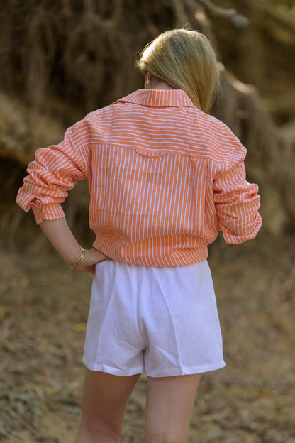 Iron Bark Shirt Pure Linen - Orange