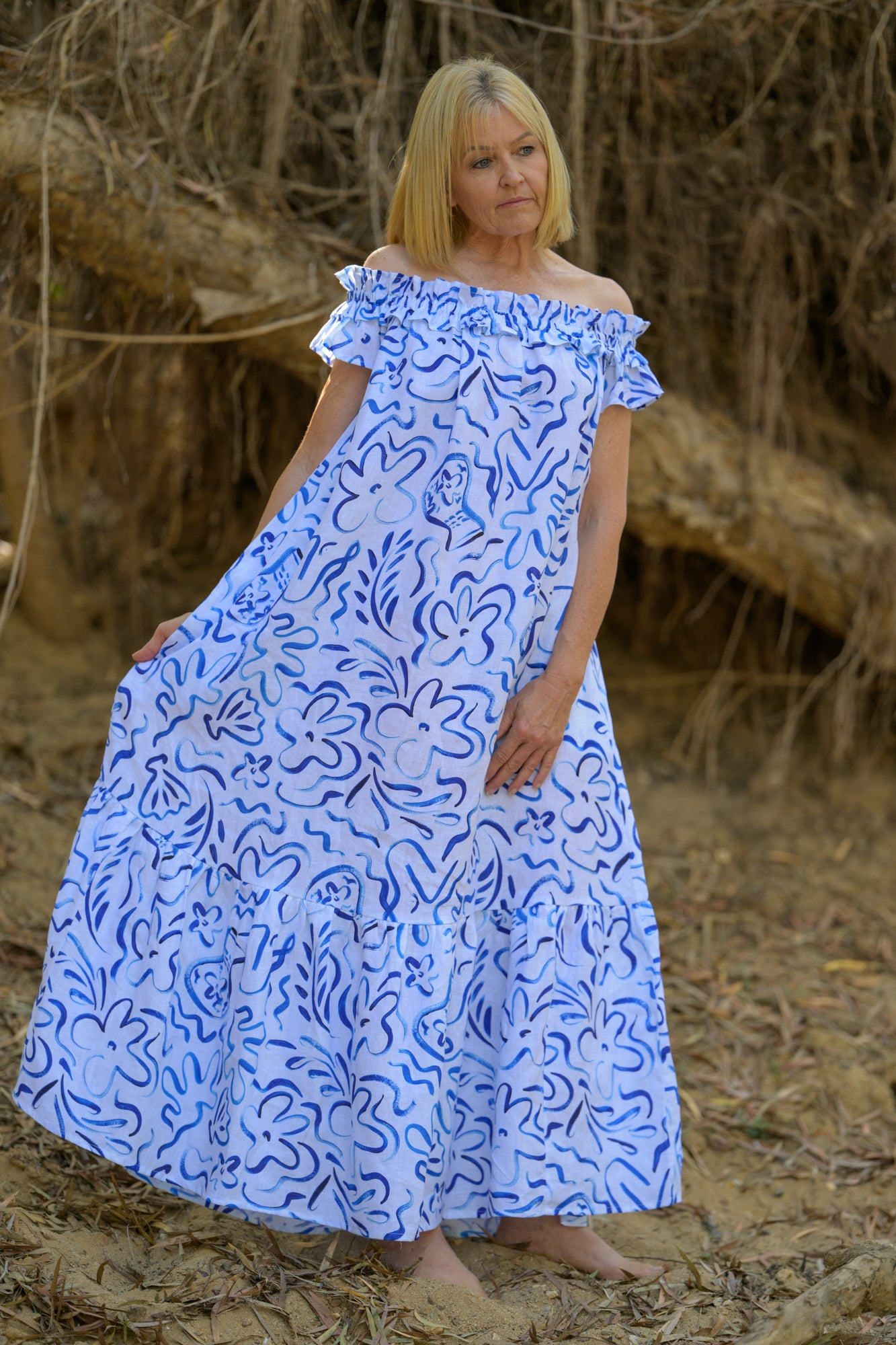 River Stone Premium Poplin Dress - Pattern