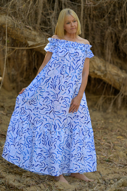 River Stone Premium Poplin Dress - Pattern