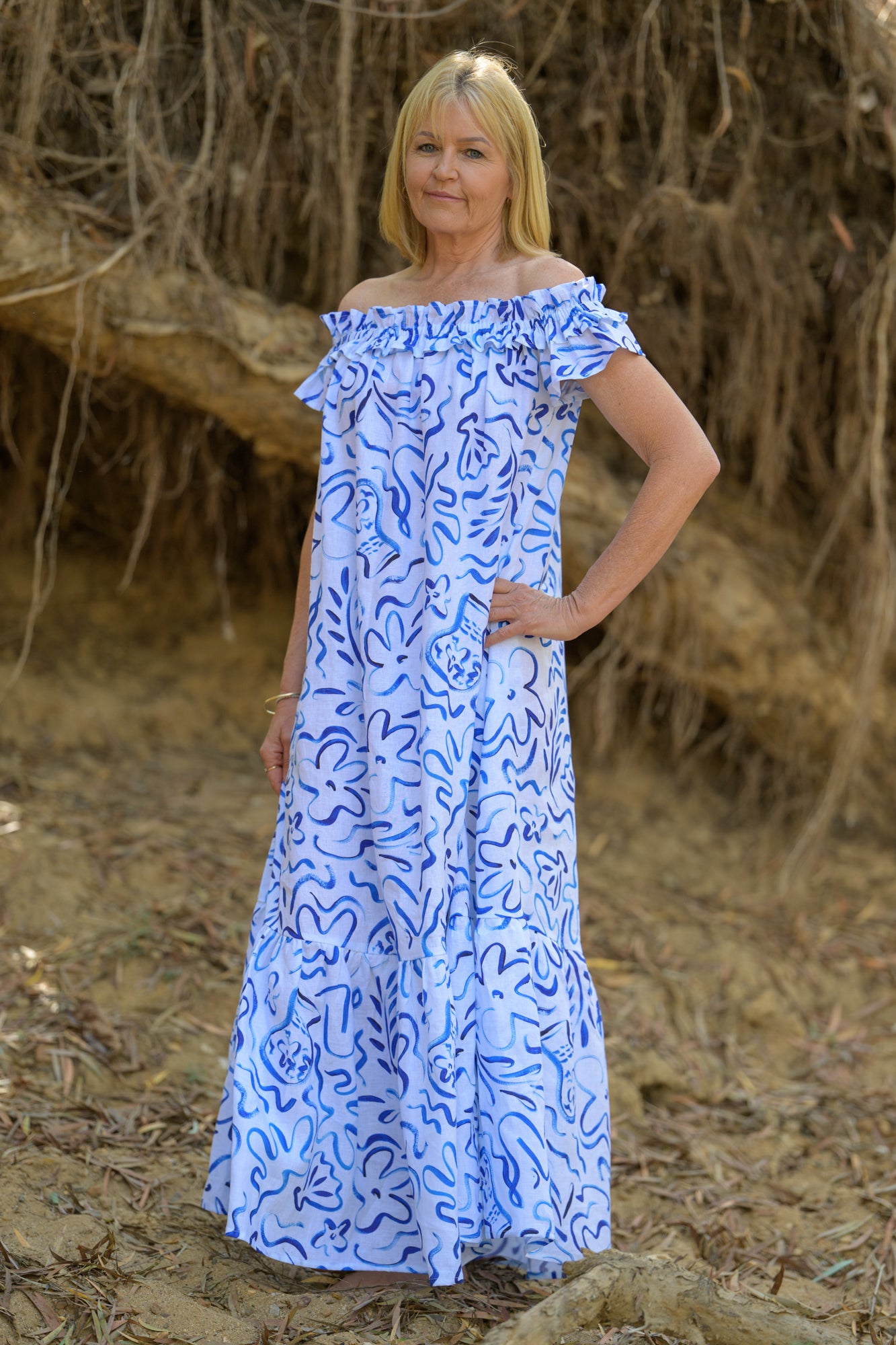 River Stone Premium Poplin Dress - Pattern