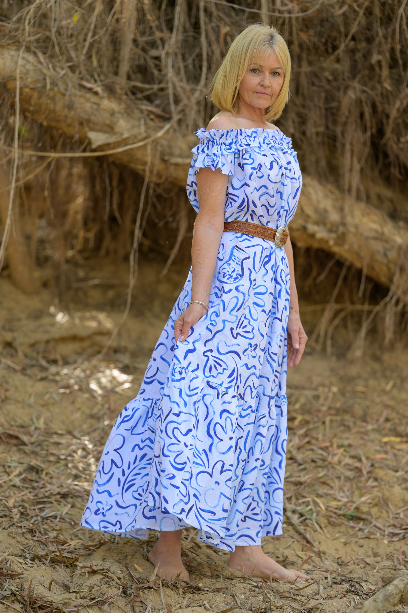 River Stone Premium Poplin Dress - Pattern