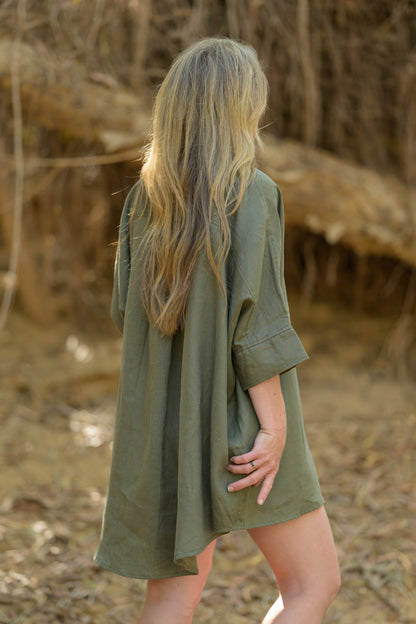 Galah Top Pure Linen - Khaki