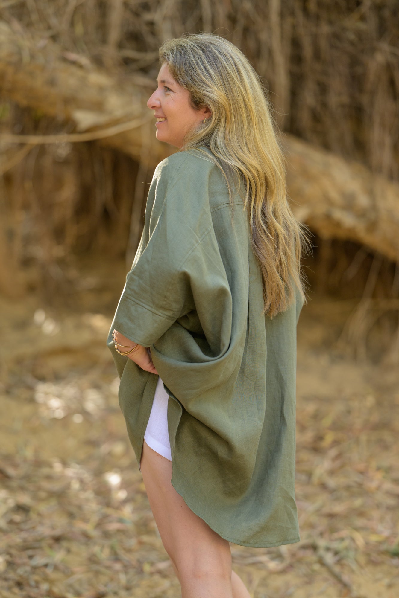 Galah Top Pure Linen - Khaki