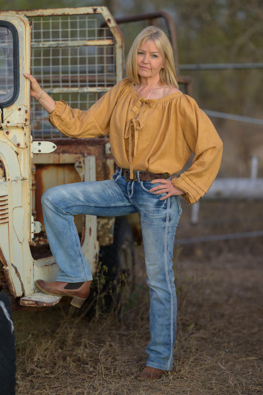 Windmill Smock Top Premium Linen - Tan